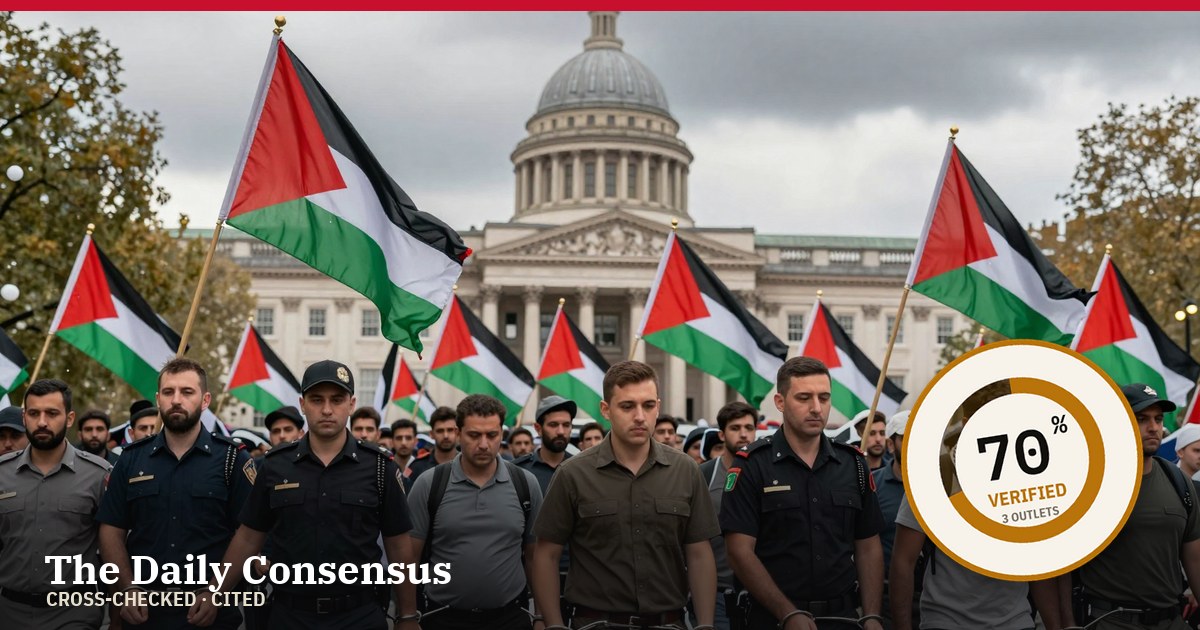 Share image: Dozens Arrested Outside US Embassy in London During Pro-Palestinian Protest — 70% verified