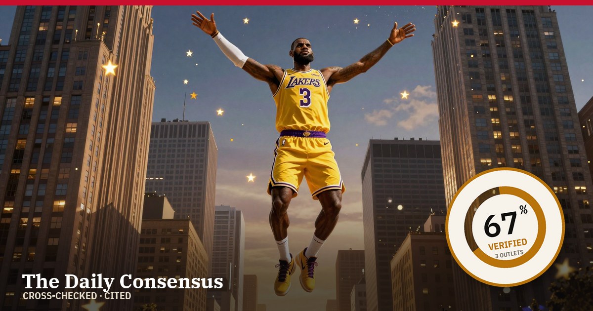 Share image: LeBron Shines as 76ers Edge Out Knicks in NBA Cup Opener — 67% verified