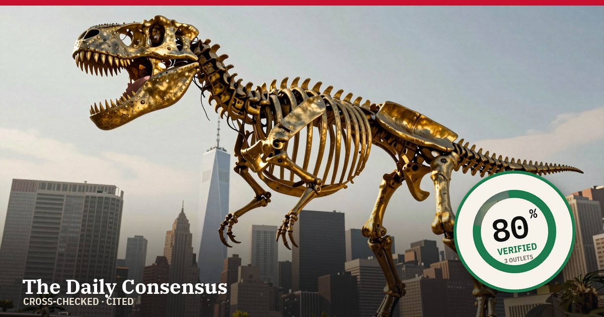 Share image: Rare Nanotyrannus Skeleton Fetches $47.3 Million at Sotheby's Auction — 80% verified